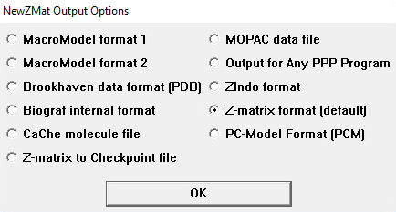 NewZMat Options